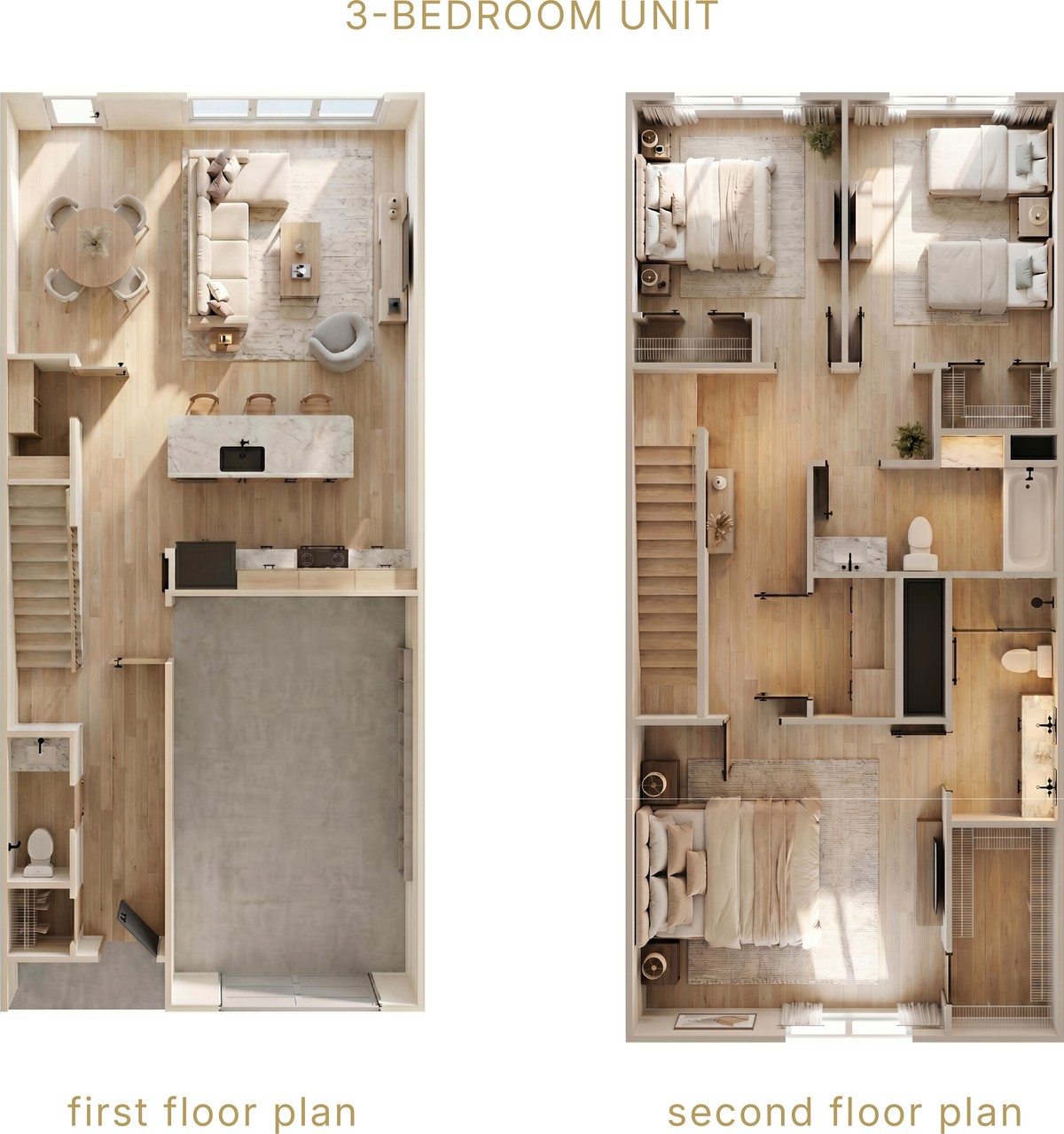 The Magnolia 3-bedroom townhome floor plan — 1,821 square feet