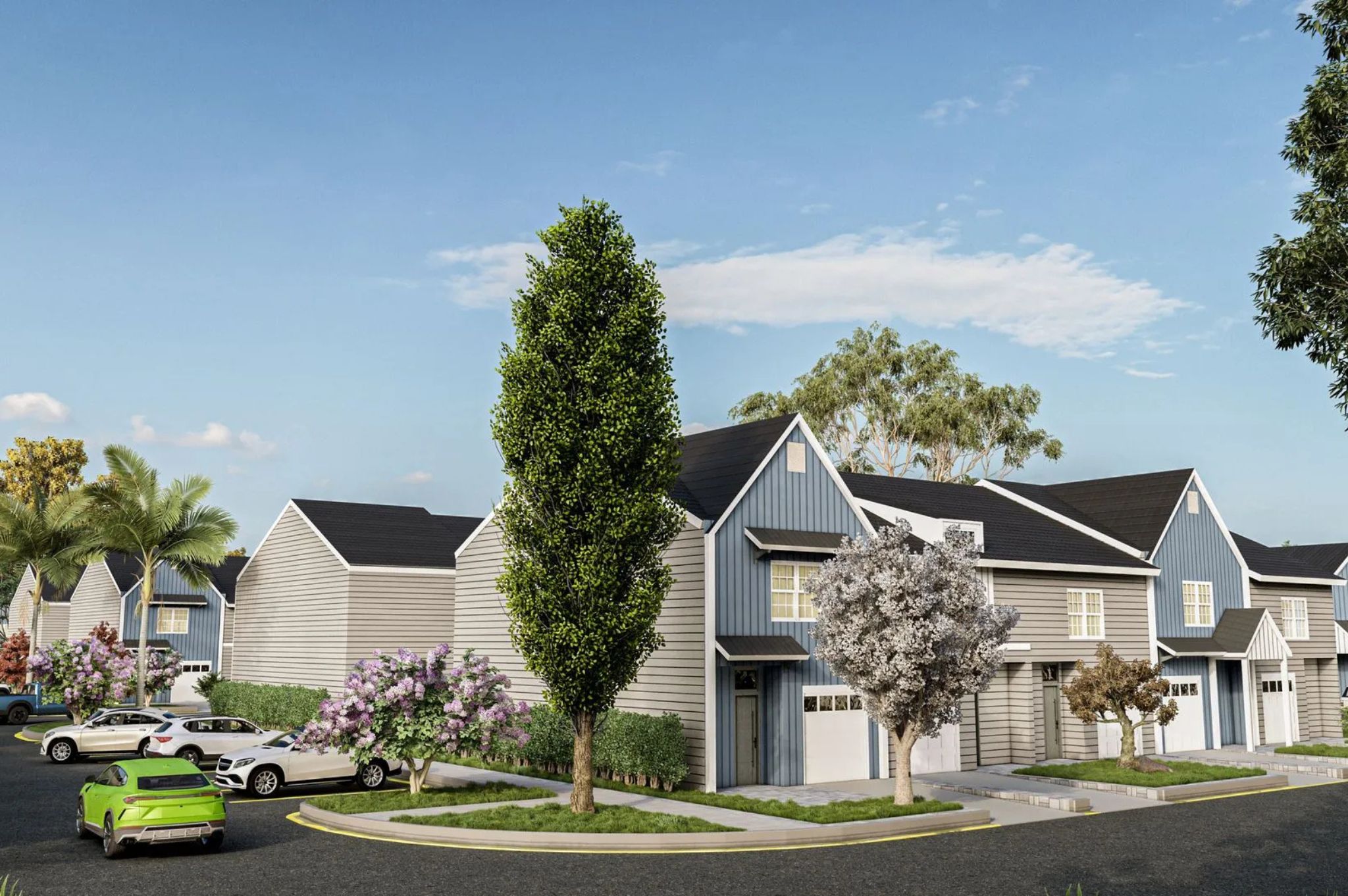 Corner townhome with landscaping