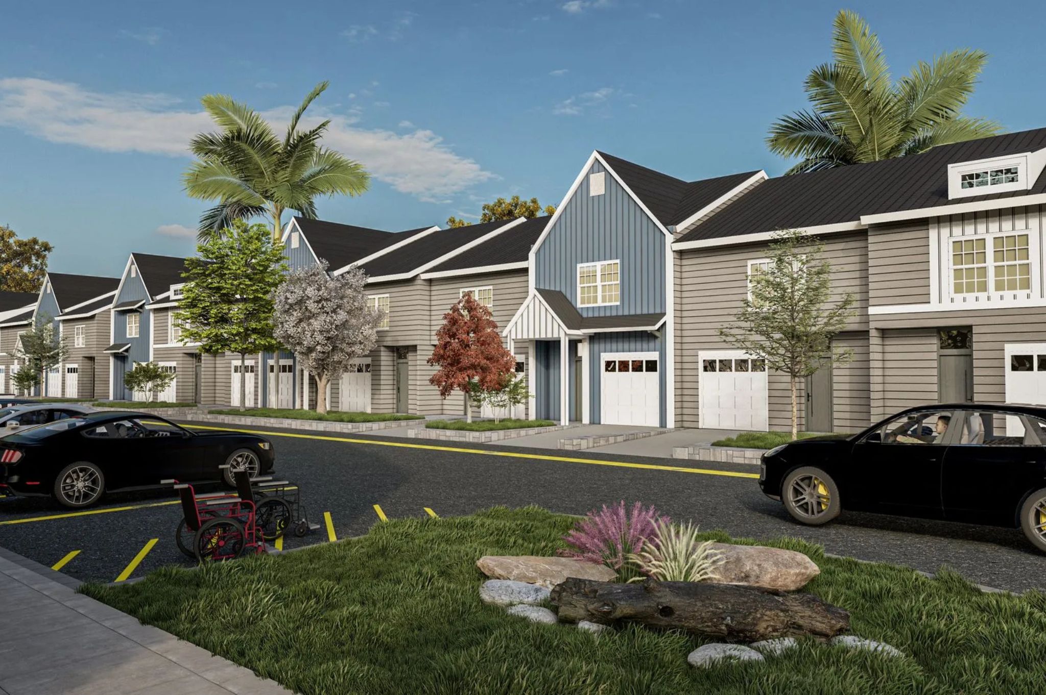 Row of brand-new townhomes